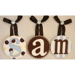  Sams Brown and Blue Hand Painted Round Wall Letters: Home 