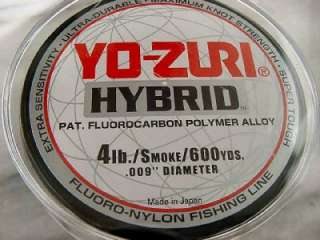   Zuri 600 Yd SPOOL 4 lb. YO ZURI HYBRID FLUOROCARBON LINE SMOKE  