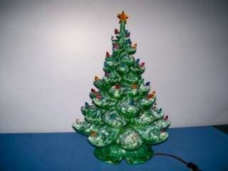   MOLD LIGHTED CERAMIC CHRISTMAS TREE 19 SNOW FLOCKED BRANCHES  