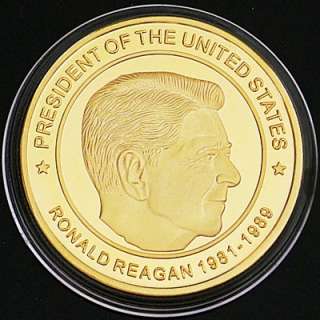 US President Reagan Gold Plated Commemorative Coin PG40  