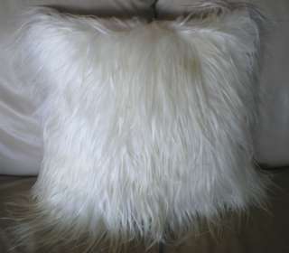 Goat Fur Long Fur Pillow Cover ~Creamy White 20 x 20  