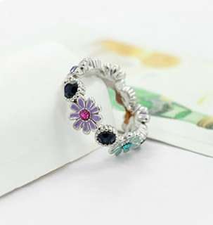 fashion mixed crystal daisy gold silver plated rings  