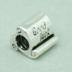 925 Silver Bead SCROLL BANNER Charm BEST FRIENDS, GOOD LUCK, FOREVER 