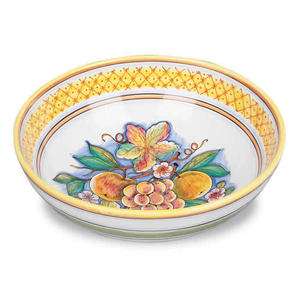 Italian Pottery Deruta Ceramic Salad Bowl Bianco Fresco Grapes  