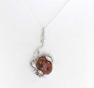 AC102 925 STERLING SILVER NATURAL BALTIC AMBER PENDANT  