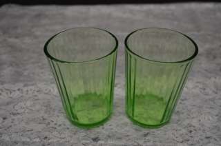 Green 8 Oz glasses Depression Glass   Set of 2  