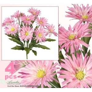 Four 19 Spider Gerbera Daisy Artificial Silk Flower Bushes _hot Pink 