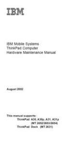IBM Thinkpad A31 A31p Laptop Service Repair Manual  