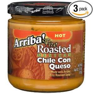 Arriba Fire Roasted Mexican Chile Con Queso, Hot, 16 Ounce Jars (Pack 