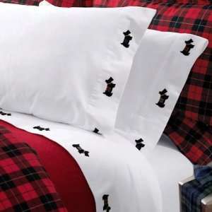  Embroidered Scotty Dog Flannel Pillowcase Pair ( Standard 