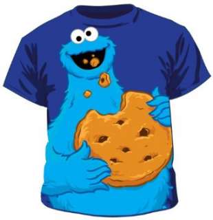  Sesame Street Jumbo Cookie Monster Eating Cookie Blue Tee 