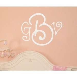Curly Whirly Monogram Wall Decal Size 16 H, Color Grey, Emailed 