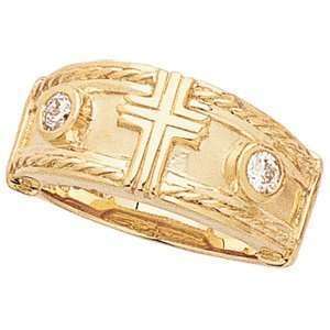  R6503D 14K Yellow Gold Ring Cross Ring W/Diamond Jewelry