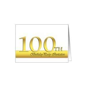  100th birthday Party invitation, elegant golden design on 