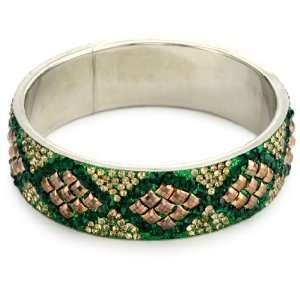 Chamak by priya kakkar Green Crystal and Gold Gromits Bangle Bracelet
