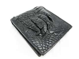 Genuine FOOT Claw Crocodile Leather Skin Men Bifold Wallet BLACK 