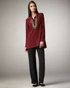 Eileen Fisher Long Silk Boxy Top & Silk Georgette Pants   Neiman 