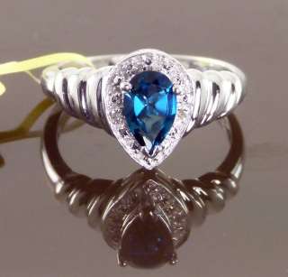 London Blue Topaz Diamond Accent Ring Platinum / 925 Sterling Silver 