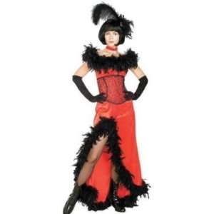  Womens Miss Kitty Costume Long Red Corset Dress with 