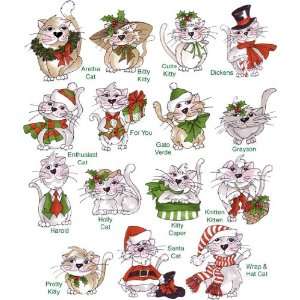 Kitty Kitty Christmas by Loralie Designs Embroidery Designs on a Multi 