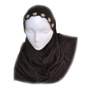  Brown 1 Piece Al Amira Hijab with Light Brown Daisy Chain 
