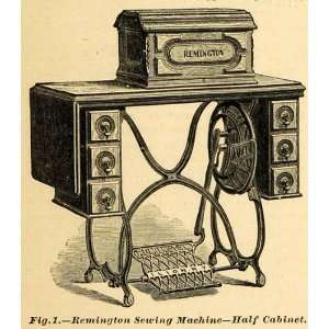 1881 Prints Remington Sewing Machine Cabinet Vintage Treadle Antique 