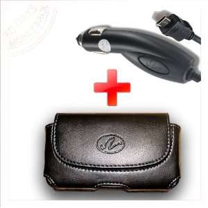 Leather Horizontal Case + Micro USB Car Charger Bundle for HP 