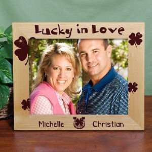    Lucky in Love Personalized Wood Picture Frame 