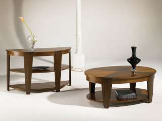 Medium Brown 2 Pc Oval Lift Top Coffee Table Set  