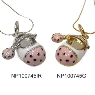 Darling Enamel Baby Shoe Charm Pendant 16 18 Necklace  