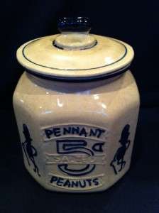   Early 8 Sided Planters Pennant Peanut Stoneware Ceramic Jar  