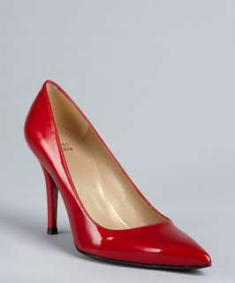 Stuart Weitzman red patent leather Daisy pointed toe pumps