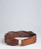 Fashion Focus brown braided leather pin close wide belt style 