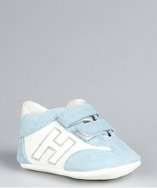 Hogan BABY light blue suede double strap sneakers style# 318394801