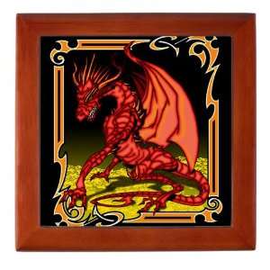 Keepsake Box Mahogany Red Dragon Tapestry