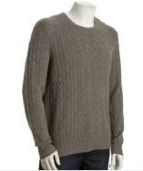 POLO Ralph Lauren grey cashmere cableknit crewneck sweater style 