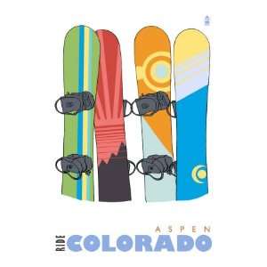  Aspen, Colorado, Snowboards in the Snow Premium Poster 