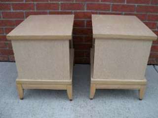 PAIR Mid Century Blond Modular Nightstands End Tables  