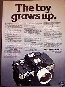 1977 Minolta 110 Zoom SLR Camera vintage print ad  