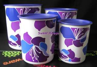   Spring Blossom One Touch Canister Container Set of 4 New  