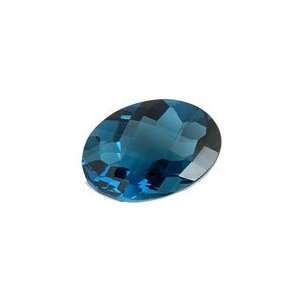   14x10 mm Oval Checker Board Loose London Blue Topaz ( 1 pcs ) Gemstone