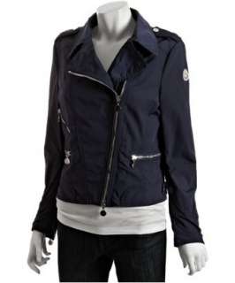 Moncler blue poly Coeur asymmetrical zip jacket   