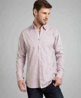 pink plaid cotton Clau button front shirt