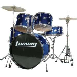 Ludwig Accent Combo 5 piece Drum Set Blue Musical 