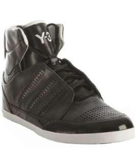 Yohji Yamamoto black leather Honja Hi glazed trim sneakers 