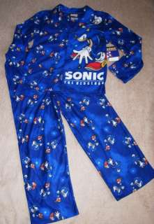 SONIC The Hedgehog X   Flannel Button Up Coat Pajamas Pjs sz 7/8 