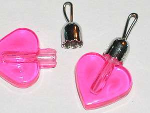 small Hot pink Plastic Heart bottle vial charm pendant with metal 