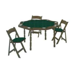 Kestell 57 Folding Period Fruitwood Oak Poker Table with Bottle Green 
