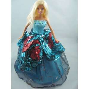   Amazing Blue Doll Dress Fit 11.5 Barbie Dolls (No Doll) Toys & Games