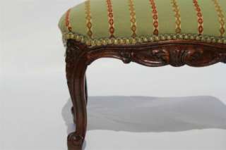 French Louis XV Walnut Foot Stool Newly Reupholstered, Circa 1920s 